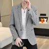 Abiti da uomo Elegante giacca per abito slim-fit blu grigio nero con blazer con la chiusura a taglio a taglio a taglio a coglione per Spring Autumn