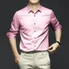 Mens Gray Shirt Long Sleeved Noning Business Dress Work Work Slim Pitting Top Top S6xl 240409