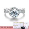 Cluster Rings Stylever Luxury Moissanite Diamonds Fountain Rose Flower For Women 925 Sterling Silver Solitaire Engagement Fine Jewelry