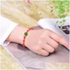 Beaded Strand Wholesale Light Red Natural Crystal Bracelets Rice Shape Bead Bracelet Lucky For Women Girl Single Lap Jewelry Drop Deli Dhqql