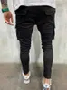 Jeans masculinos homens elásticos de vários boletinhos magros e magros magros fit