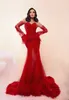 Fashion Women Evening Dresses Sweetheart Removable Sleeves Prom Gowns Sequins Feather Sweep Train Dress Custom Made Robe De Soiree