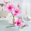 Magnolia Bouquet Vintage Artificial 5Pcs Flower Arrangement For Home Office Wedding Bridal Bedroom Floor Vase Decoration 240308