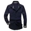 Chemises décontractées pour hommes idopy chemise pilote masculin à manches longues patchwork poche masculine mode armée de style militaire pour 24416