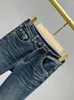 Kvinnors jeans kvinnor hög midja fast strassfjäril lapptäcke smal stretch denim flare byxor 2024 höst mode 29l3652