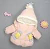 Down Ceket Bebek Bebek Yastıklı Ceket Pamuk Ceketler Kalın Velvet Kış Kızları Katlar Doğum Giysileri Karikatür 12 24 Ay