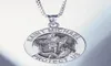 Pendant Necklaces Round Angel St Michael Medallion Necklace St Christopher Sliver Gold Color Cuban Curb Chain6711152