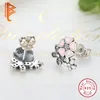 Stud Küpe Toptan Klasik 925 STERLING Gümüş Şiirsel Daisy Kiraz Blossom Clear Cz Kadın Nişan Küpe Takı Brinco