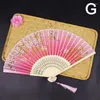 Decorative Figurines Ancient Style Folding Fan Portable Bamboo Peach Blossom Craft Pink Dance Wedding Party Gift Ornament Decoration