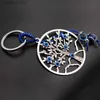 Keychains Lanyards Turkish Blue Evil Eye Beads Pendant Tree of Life Wall Hanging Decor Lucky Keychain Garden Home Protection Car Decorations Blessi Y240417