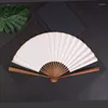 Dekorativa figurer vikbar pappersfläkt ris ventilador diy hand abanicos para boda bärbar bambu ventilatore kinesisk stil gåva sommar