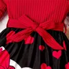 Girl Dresses Kids Kids Toddler Girls a manica lunga a costola patchwork Bowknot Dress cartone animato Valentino per personalizzato