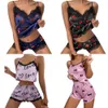 Vêtements de nuit Femmes Deux pièces Set Femmes Pama Shorts Suit Print sous-vêtements Pijama Sexy Lingerie Camisoles