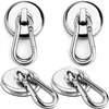 Hooks 4Pcs/set Magnetic Heavy Duty Neodymium Magnet With Swivel Carabiner Hook For Kitchen Refrigerator School Office Hanging