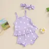 Clothing Sets Toddler Girl Summer Outfit Flower Print Sleeveless Cami Tops Tank Shorts Headband 3Pcs Clothes Set