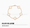 Brand Charm v Gold High Version Van Four Leaf Grass Bracelet feminino 18K Rose branca Fritillaria Clavicle Chain Live Broadcast Live