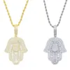 디자이너 목걸이 힙합 hamsa palm zircon necklace mens 풀 다이아몬드 트렌디 쥬얼리