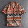 9ynm heren casual shirts zomer Nieuwe Amerikaanse retro korte mouw Cubaanse kraag Hawaiiaanse print shirt heren mode Seaside strand losse bloem blouses 240417