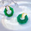 Dangle Earrings 2024 European Runway Famous Designer Brand Geometric Acrylic Transparent Green Women Jewelry Bijoux Trend Goth Boho