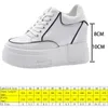 Casual schoenen Krasovki 8 cm 10 cm luchtmesh 2024 Echt lederen vrouwenplatform Chunky Sneakers High Brand Lace Vulcanize zomer ademend