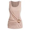 Fashion Light Coffee Sleeveless Casual Soft Tank Top For Women Summer O Ring Surplice Caimsole Vest 240412