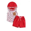 Clothing Sets Summer Brother And Sister Matching Outfits Print Sleeveless Boys T-Shirts Girls Dress Tops Red Shorts Set