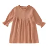 Robes de fille pour les filles pour les filles d'été manches longues couleurs solides voltiges princesse robe rose infantile tulle Pâques pour taille 6