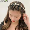 Headbands Unisex Alice Pearls Elegant Hairbands Men Women Sports Headband Double Bangs Hairstyle Make Up Hairpins Fashion Hair Accessories Y240417