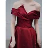 Party Dresses Wine Off Shoulder Long Sweat Lady Girl Women Princess Bridesmaid Banquet Ball Prom Dress Gown Free Ship