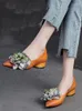 Zapatos de vestir birkuir tacón grueso flor grande para mujeres mocasines suaves de cuero genuino lujo elegante deslizamiento en el dedo del pie puntiagudo bombas de trabajo