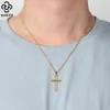 Rinntin 925 Sterling Silver Simple Cross Pendant For Women Men Pure Silver Fashion Christian Religious Jewelry Chain Gift SNMN01 240409