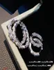 Rich lady princess rock candy full of diamond hoops plated 18K white gold group set ladder large hoop earrings hoop silver needle 8447298