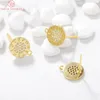 Stud -oorbellen (2397) 4 stks 8x10mm 24k gouden kleur messing met zirkoon ronde liefde hoge kwaliteit diy sieraden bevindingen accessoires