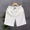 Summer Slim Soft and Luxurious Pineapple Grid White Shorts for Men's Loose Fitting Trend Casual Sports Waffle Five Piece Pants