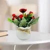 Decorative Flowers Artificial Greenery Decor Elegant Potted Plants For Home Office 6 Flower Head Table Centerpiece Indoor