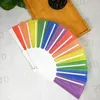 Decorative Figurines Decorations Portable Rainbow Fan Beautiful Folding Fans Colorful Pride Wooden Miss