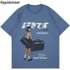 2023 TSHIRT STREETWEAR MEN HARAJUKU日本の女の子ポスターグラフィックTシャツ半袖カジュアルヒップホップルーズTシャツコットントップ240409