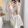 Women's Sleemberwear Print Satin Nightgown Summer Women Women Sexy Suspender Night Dress Home Dress Lounge Wear