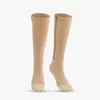 Mulheres meias 1 par zíper de zíper de cor sólida compressão de alta compressão unissex de joelhos abertos de apoio de meias de saúde