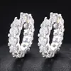 18k Guldpläterad runda 4mm Moissanite passerade Diamond Test Hoop Earrings 925 Sterling Silver Luxury Jewelry Drop Shipping