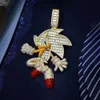Hip Hop Cool Baguette Cut Moissanite Classic Cartoon personnage Super Sonic Iced Out Charm The Hedgehog Inspired Pendant