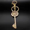 Keychains Lanyards Aesthetic Key Shape Rhinestone Metal Keychain for Women/Men Gold Color of Life Key Chain Gift Jewelry Llavero KXHK1335S01 Y240417