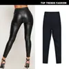 Damen Jeans Leder Pant Side Reißverschluss hoch getailte schlanke fit Elastische Beschichtung PU Faux Denim Leggings Motorradhose für Frauen