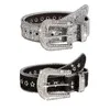 Belts Rhinestone Belt Adjustable PU Leather For Formal Dress Trousers Skirt