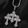 Hip Hop Cross Pendant Necklace TopBling 5A T Zircon Gold Plated Mens Jewelry