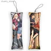 Keychains Lanyards 4x12cmlycoris Recoil Dakimakura Keychain Chisato Nishikigi 6x18cm Mini Anime Cartoon Body Pillow Hanging Ornament Key Chain Cute Y240417