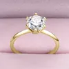 Anziw 30ct solitaire anneau jaune or plaqué 2CT Band de mariage de fiançailles 925 Bijoux certifié en argent pour femmes 240417