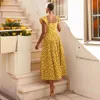 Springstijl Gedrukte gewone ruches Mouw Vakantie Polka Dot Swing jurk voor vrouwen