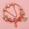 Urok Bracelets Crown. Peach Heart Friend List Koraliki różowe złoto bransoletka dla kobiet DIY Charms Biżuteria butikowa marka prezent Bezpośrednia Sprzedaż