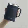 Mokken 304 roestvrijstalen koffiekok met deksel thermisch geïsoleerde waterbekers koffietumbler met handgreep warmtebestendige drinkware 240417